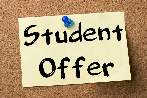 Student Offer - adhesive label pinned on bulletin board