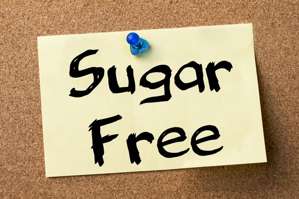 Sugar Free - adhesive label pinned on bulletin board