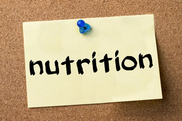 Nutrition - adhesive label pinned on bulletin board