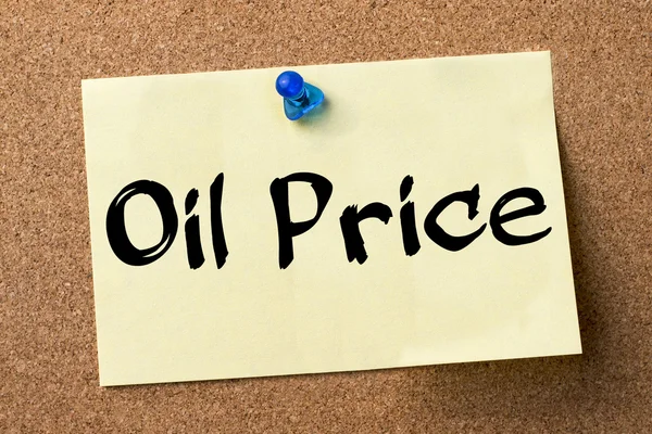 Oil Price - adhesive label pinned on bulletin board