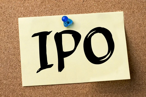 IPO - adhesive label pinned on bulletin board