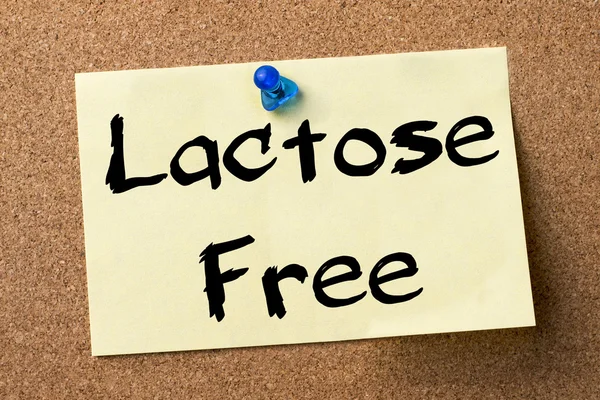 Lactose Free - adhesive label pinned on bulletin board