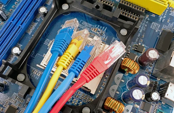 Colorful network cable and computer motherboard