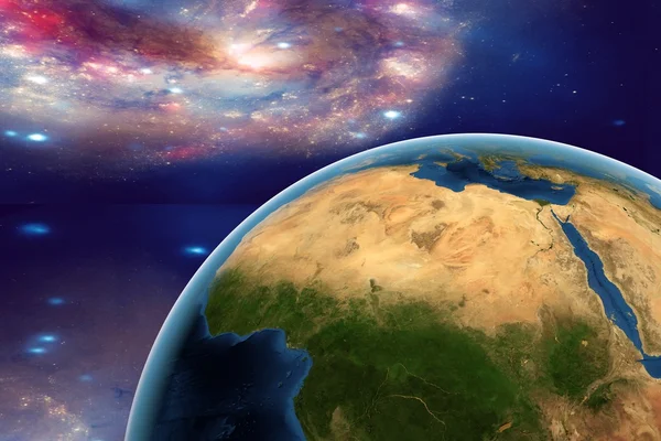 Africa from space on surrealistic background