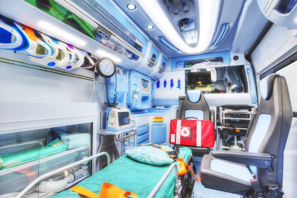 Interior of an ambulance.