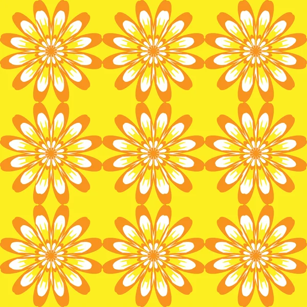 Seamless pattern with flowers. Yellow vintage texture. Monochrome backdrop. Summer background with daisies. Vector Illustration.