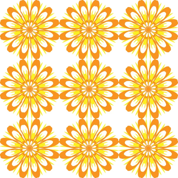 Seamless pattern with flowers. Yellow vintage texture. Monochrome backdrop. Summer background with daisies. Vector Illustration.