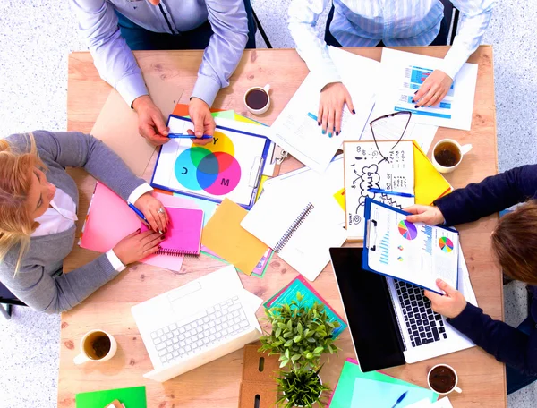 Group of business people working together on white background