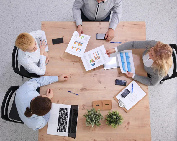 Group of business people working together on white background