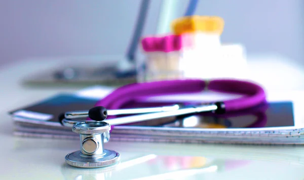 Medical preparations stethoscope at the table