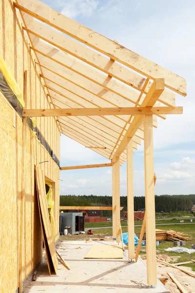 Frame house construction. Building a terrace