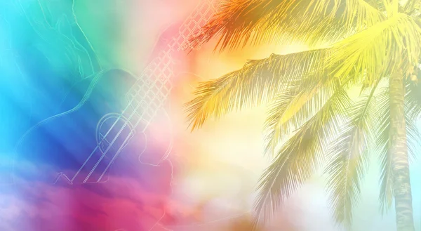 Summer soft relax mood for background, Fine or line shape hand women and ukulele