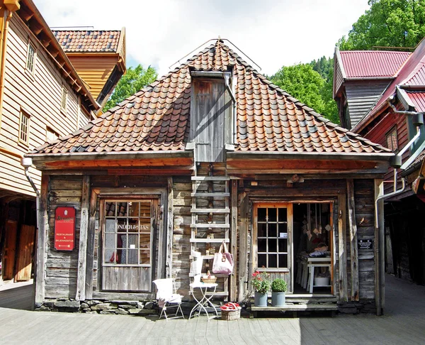 Historic wooden houses in the old town Bryggen in Bergen (Norway)