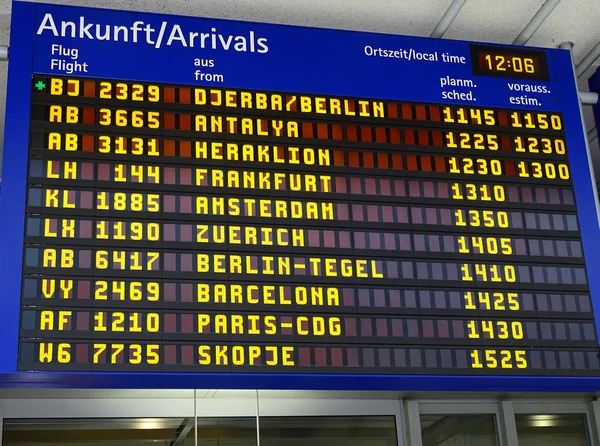 Arrival information display in an airport