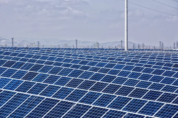 Solar panels with the sunny sky