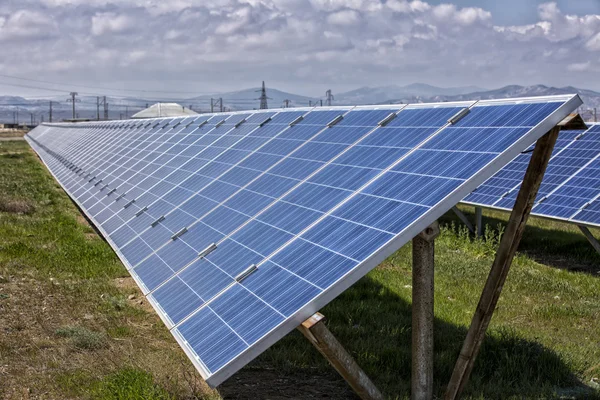 Solar panels with the sunny sky