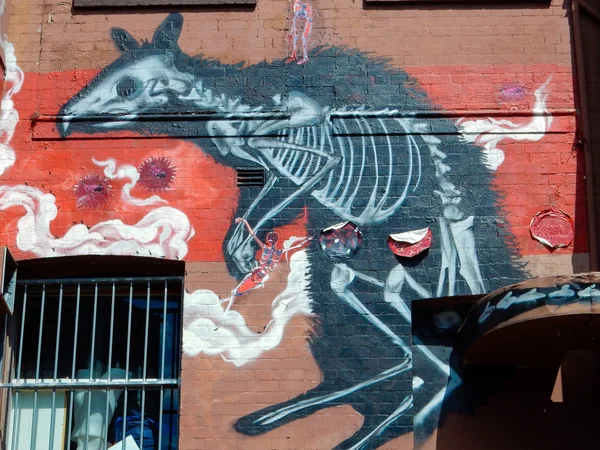 Skeleton Rat Street Art Mural - Graffiti Style Artwork