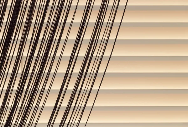 Beige blinds and curtains rope