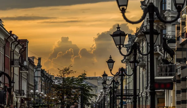 Sunset on a city street