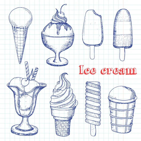 Collection of hand drawn ice cream.