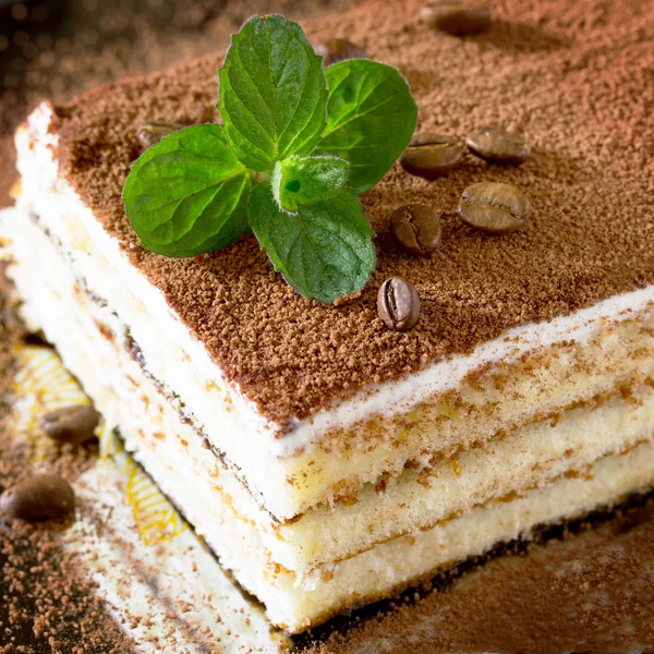 Italian dessert tiramisu. Traditional Italian cuisine, selective