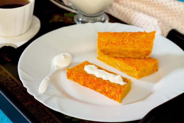 Carrot casserole with sour cream sweet cream