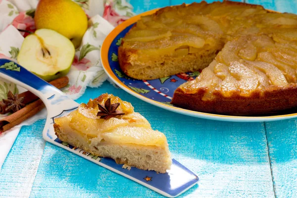Changeling pie with fresh pears with caramel