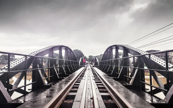 Railway metal bridge of world war history, River Kwai, Kanchanaburi, Thailand