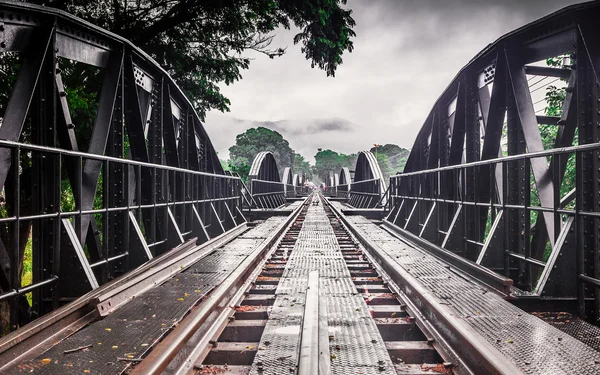 Railway metal bridge of world war history, River Kwai, Kanchanaburi, Thailand