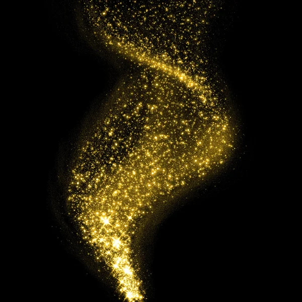 Gold glittering stars dust smoke trail.