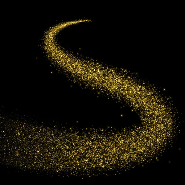 Gold glittering bokeh stars dust tail.