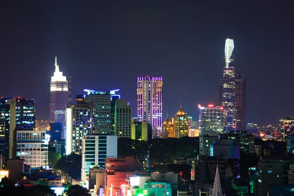 Hochiminh City, Vietnam - July 24, 2015: the city at night in Hochiminh city, Vietnam on July 24, 2015, is the biggest city and economic center Hochiminh city in Vietnam
