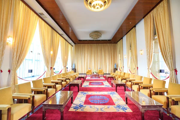 Hochiminh City, Vietnam - July 8, 2015: Reception room at the Reunification Palace, Ngo Viet Thu By architect, circa 1966. It was used as headquarters by the South Vietnamese Vietnam War the cabinet.