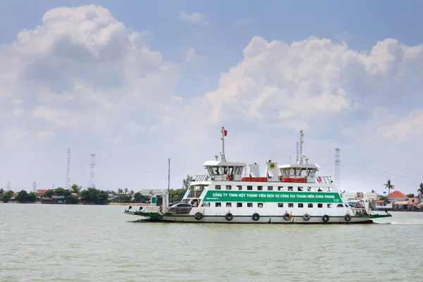 Ho Chi Minh City, Vietnam - June 27, 2015 - an active ferry transporting vehicles and passengers transportation across the river in HoChiMinh City, Vietnam