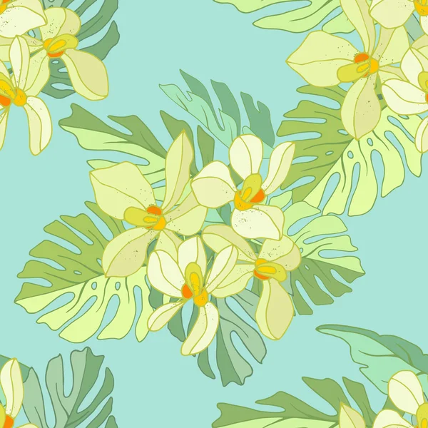 Seamless pattern of exotic flowers.