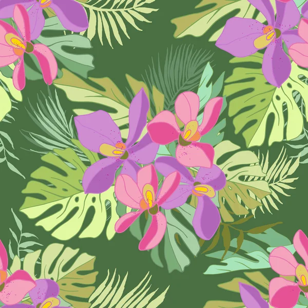 Seamless pattern of exotic flowers.