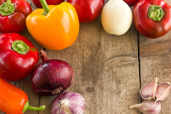 Healthy eating. Fresh vegetables on old wooden surface