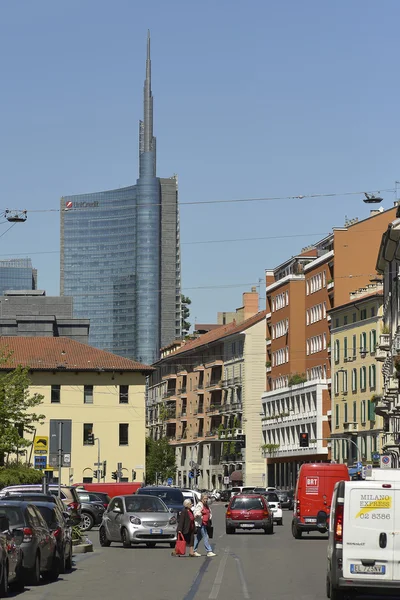 Milan Brera district new and old city contrast