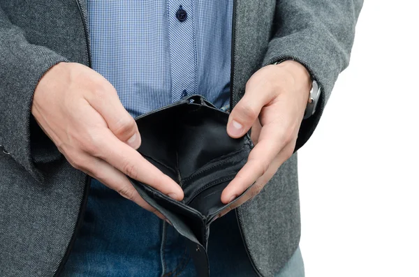 Wallet with no money in male hands