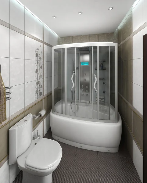 Bathroom minimalist style interior design, 3D rendering