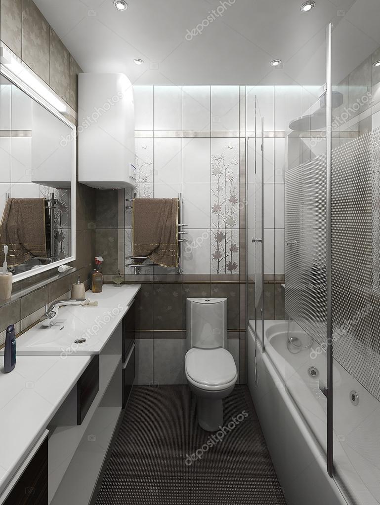 Badrum minimalistisk stil inredning och design, 3d rendering ...