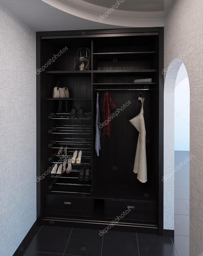 Hall interieur design kast systeem, 3d render — stockfoto ...