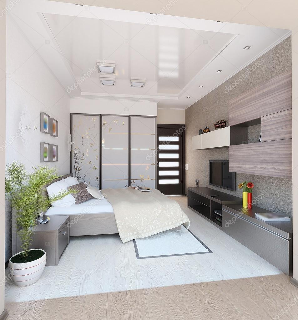 Camera da letto stile moderno interior design, rendering 3d — foto ...