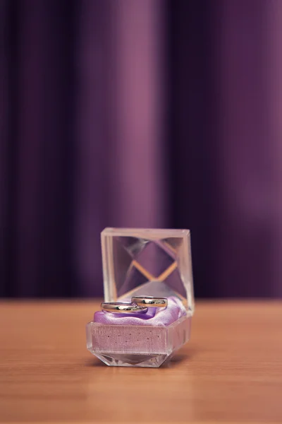 Wedding rings in the violet box