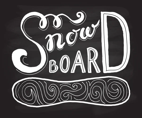 Snow board - hand drawn sport vector typography poster
