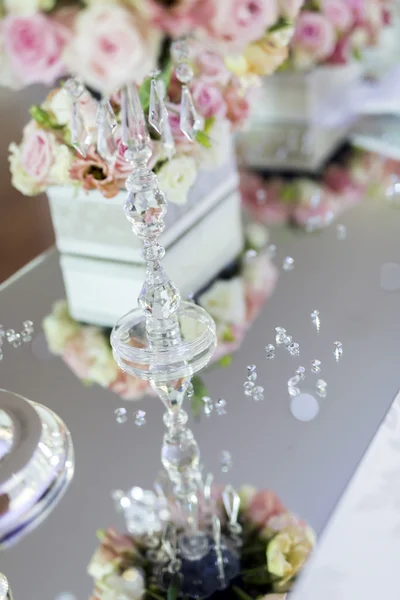 Beautiful wedding arrangement with crystals