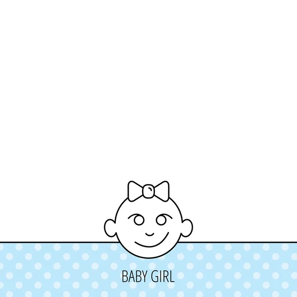 Baby girl face icon. Child with smile sign.