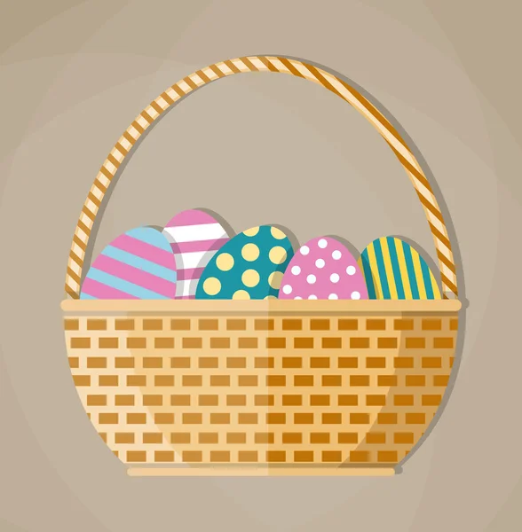 Basket full of colored Easter eggs