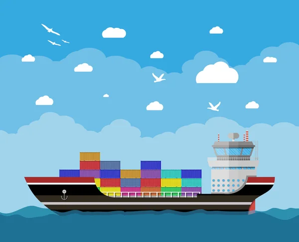 Commercial container ship