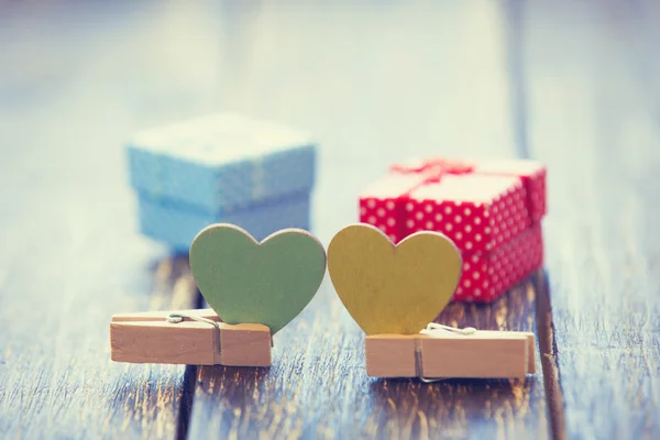 Two hearts shape toys and gift